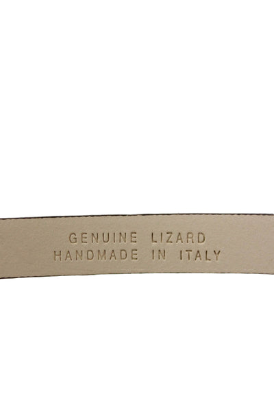 Tardini Womens Genuine Lizard 1/2 Inch Wide Belt Silver Tone Brown Size 36