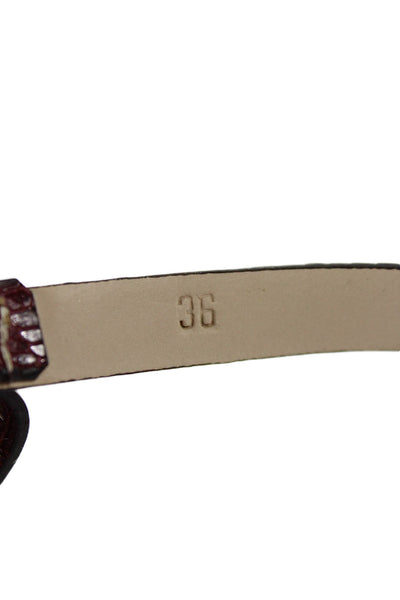 Tardini Womens Genuine Lizard 1/2 Inch Wide Belt Silver Tone Brown Size 36