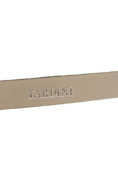 Tardini Womens Genuine Lizard 1/2 Inch Wide Belt Silver Tone Dark Brown Size 36