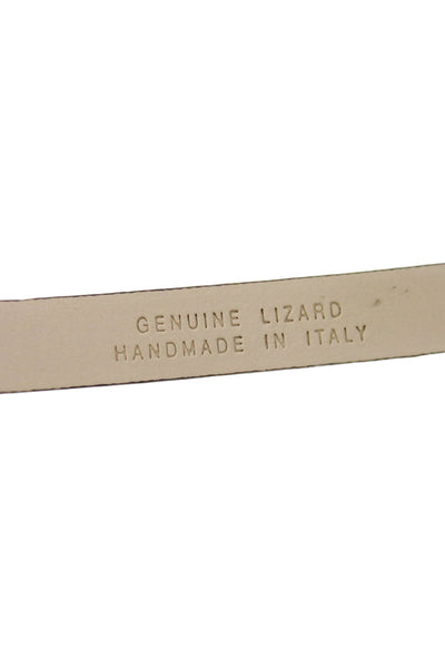 Tardini Womens Genuine Lizard 1/2 Inch Wide Belt Silver Tone Dark Brown Size 36
