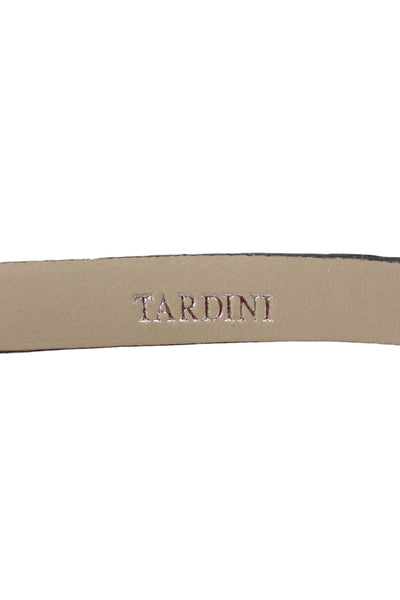 Tardini Womens Genuine American Alligator 1/2 Wide Belt Gold Tone Purple Sz 38
