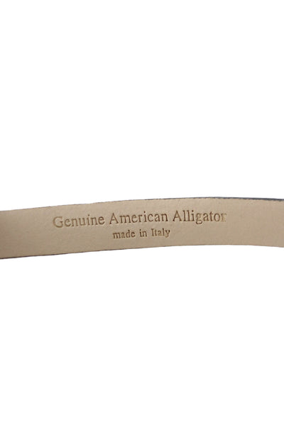 Tardini Womens Genuine American Alligator 1/2 Wide Belt Gold Tone Purple Sz 38