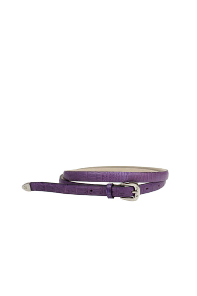 Tardini Womens Genuine American Alligator 1/2 Wide Belt Silver Belt Purple Sz 36