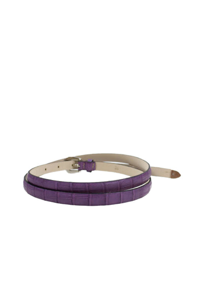 Tardini Womens Genuine American Alligator 1/2 Wide Belt Silver Belt Purple Sz 36