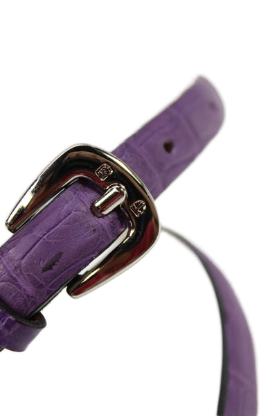 Tardini Womens Genuine American Alligator 1/2 Wide Belt Silver Belt Purple Sz 36