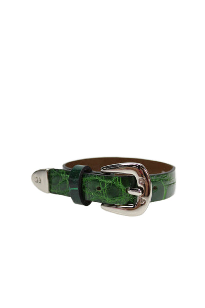 Tardini Womens Genuine American Alligator 1/2 Inch Wide Bracelet Dark Green