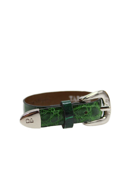 Tardini Womens Genuine American Alligator 1/2 Inch Wide Bracelet Dark Green