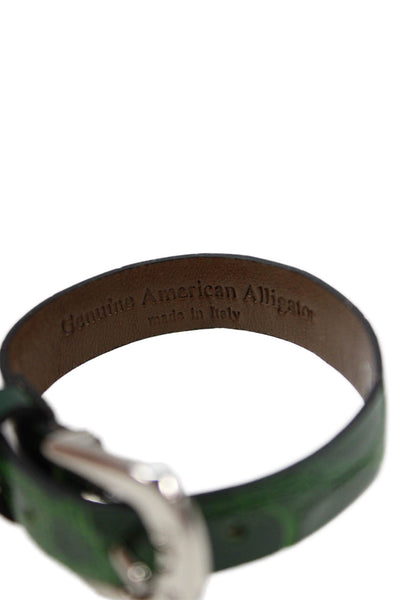 Tardini Womens Genuine American Alligator 1/2 Inch Wide Bracelet Dark Green