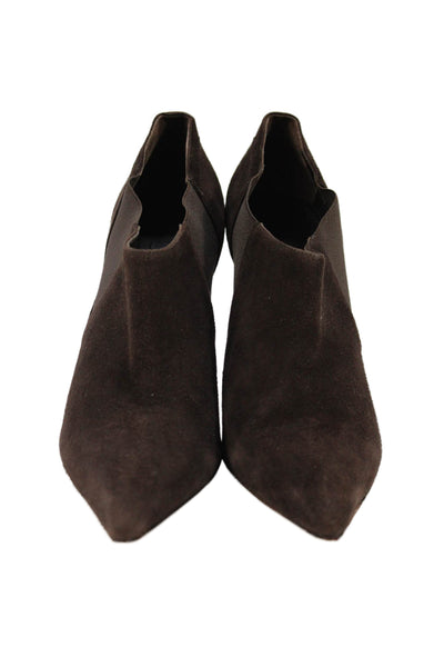 Manolo Blahnik Womens Suede Pointed Toe Ankle Boots Brown Size 39.5 9.5