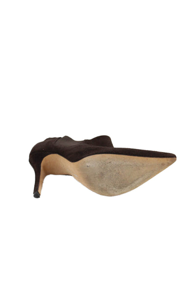 Manolo Blahnik Womens Suede Pointed Toe Ankle Boots Brown Size 39.5 9.5