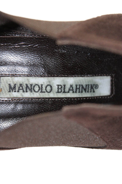 Manolo Blahnik Womens Suede Pointed Toe Ankle Boots Brown Size 39.5 9.5