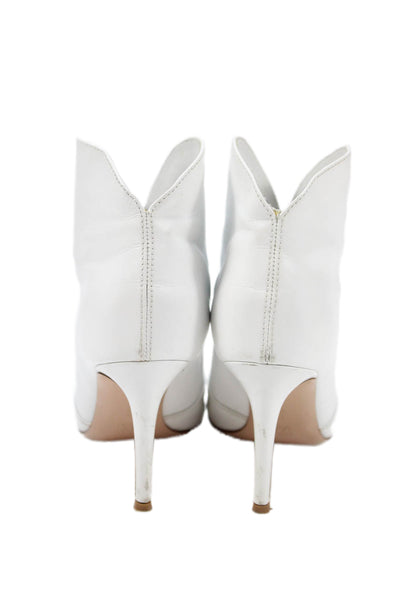 Gianvito Rossi Womens Leather Pointed Toe Cowboy Ankle Boots White Size 37 7
