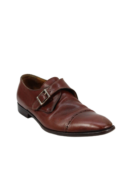 Santoni Mens Leather Buckle Closure Oxford Dress Shoes Brown Size 10.5 D