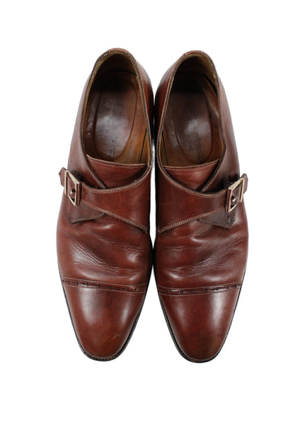 Santoni Mens Leather Buckle Closure Oxford Dress Shoes Brown Size 10.5 D