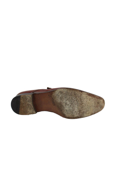 Santoni Mens Leather Buckle Closure Oxford Dress Shoes Brown Size 10.5 D