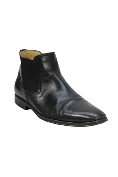 Nordstrom Mens Leather Stretch Inset Pull On Ankle Boots Black Size 10.5 D