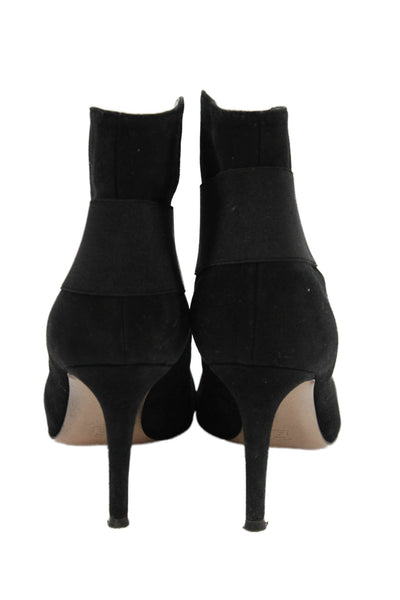 Gianvito Rossi Womens Suede Pointed Toe Cross Strap Ankle Boots Black Size 35 5