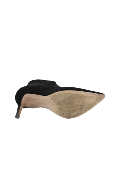 Gianvito Rossi Womens Suede Pointed Toe Cross Strap Ankle Boots Black Size 35 5