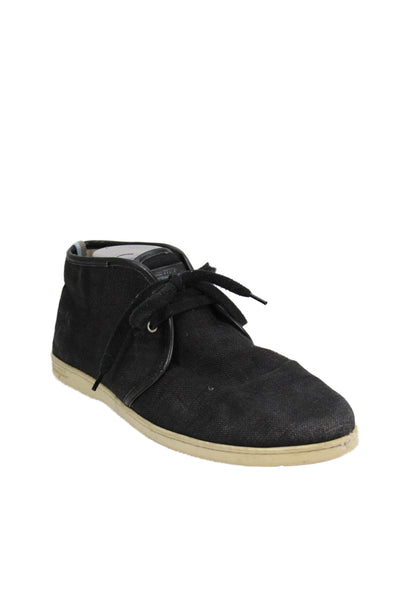 World Ferragamo Mens Leather Back High Top Lace Up Sneakers Black Size 10.5