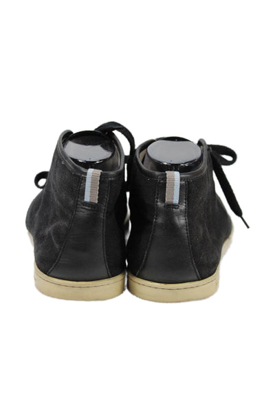 World Ferragamo Mens Leather Back High Top Lace Up Sneakers Black Size 10.5