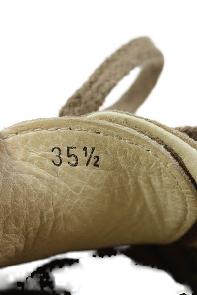 Hogan Womens Suede Lace Up Low Top Sneakers Beige Size 35.5 5.5