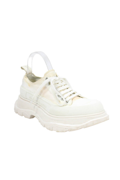 Alexander McQueen Womens Platform Low Top Lace Up Sneakers White Size 38 8 D