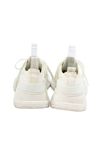 Alexander McQueen Womens Platform Low Top Lace Up Sneakers White Size 38 8 D