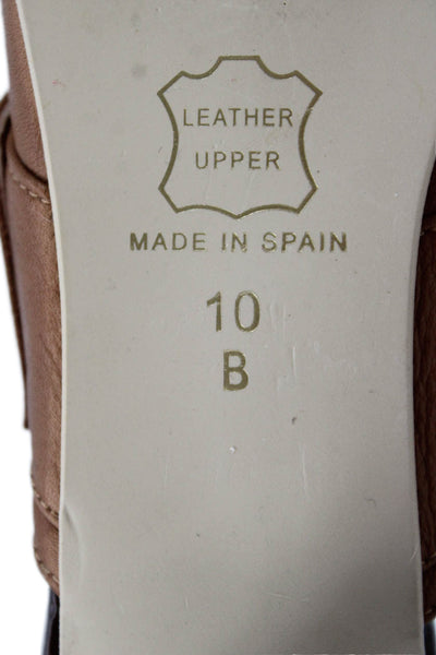 FS/NY Womens Leather Buckled Slip-On Pointed Toe Heeled Mules Brown Size 10