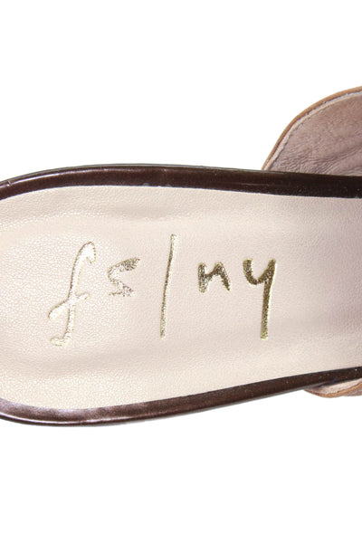 FS/NY Womens Leather Buckled Slip-On Pointed Toe Heeled Mules Brown Size 10