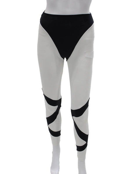 Port De O Bras Women Leggings Black Polyamide Colorblock Size XS