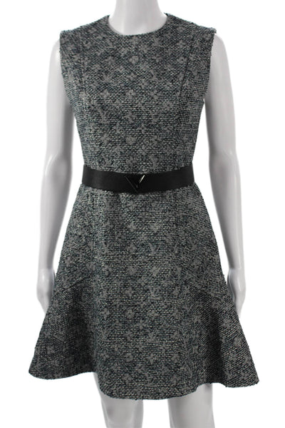Louis Vuitton Womens Fit & Flare Gray Wool Sleeveless Dress Zip Size 36