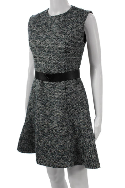 Louis Vuitton Womens Fit & Flare Gray Wool Sleeveless Dress Zip Size 36