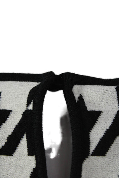 Alexander McQueen Womens Fit & Flare Houndstooth Black Wool Dress Size M