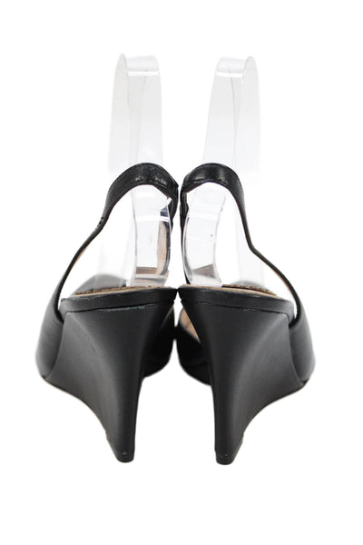 Pour la Victoire Womens Leather Pointed Toe Slingback Heels Black Size 8.5