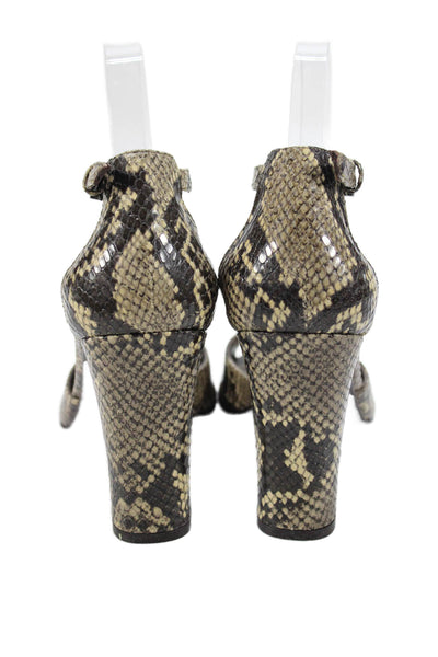 Via Spiga Womens Leather Snake Print Open Toe Heels Gray Size 8.5