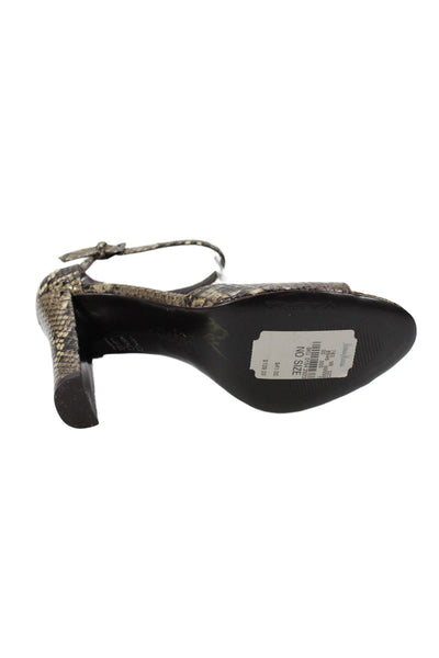 Via Spiga Womens Leather Snake Print Open Toe Heels Gray Size 8.5