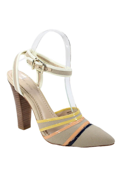 Pour la Victoire Womens Pointed Toe Ankle Strap Heels Beige Size 8.5