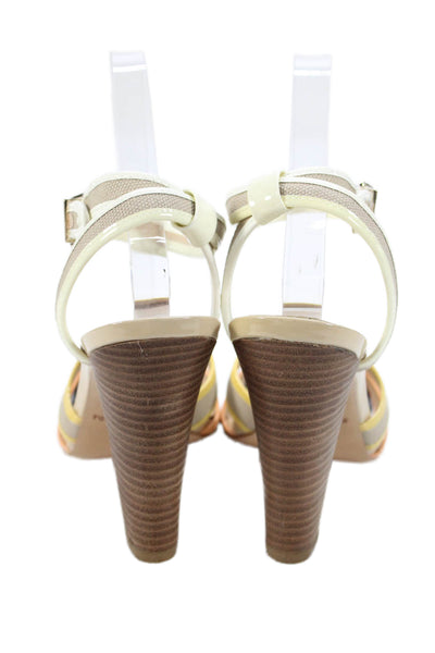 Pour la Victoire Womens Pointed Toe Ankle Strap Heels Beige Size 8.5