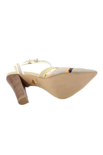 Pour la Victoire Womens Pointed Toe Ankle Strap Heels Beige Size 8.5
