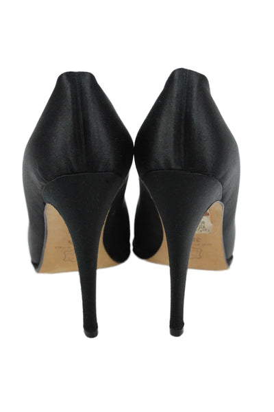 Vanessa Noel Womens Satin Pointed Toe Heels Black Size 8.5