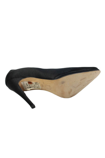 Vanessa Noel Womens Satin Pointed Toe Heels Black Size 8.5