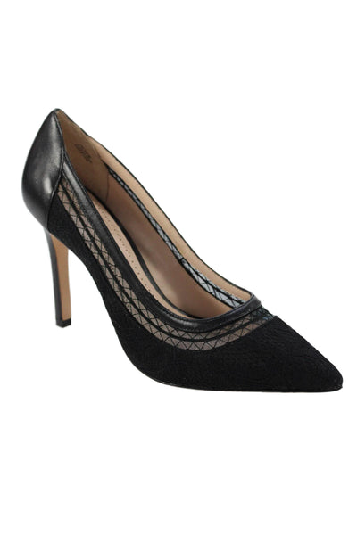 Pour la Victoire Womens Mesh Lace Detail Pointed Toe Stilettos Black Size 8.5