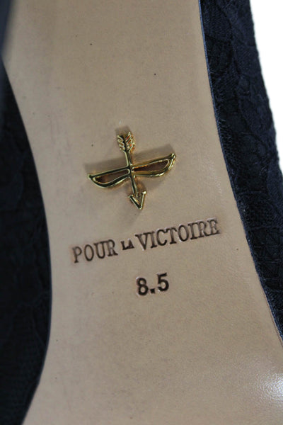 Pour la Victoire Womens Mesh Lace Detail Pointed Toe Stilettos Black Size 8.5