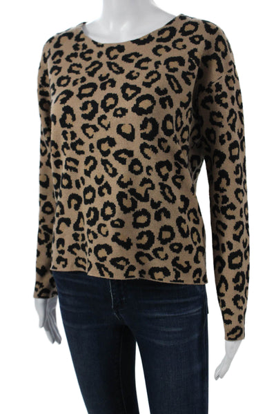 Rachel Zoe Women Pullover Sweater Beige Animal Print Rayon Long Sleeve Size XS