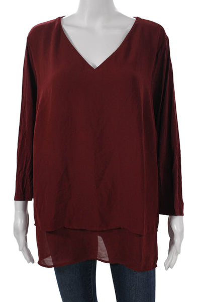 Michael Michael Kors Women Red V-Neck Tunic 3/4 Sleeve Pullover Size 1X