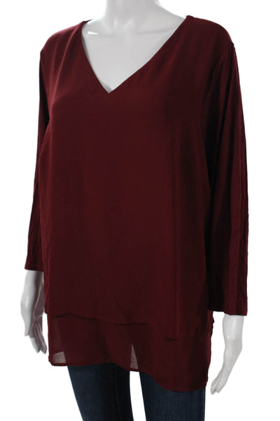 Michael Michael Kors Women Red V-Neck Tunic 3/4 Sleeve Pullover Size 1X