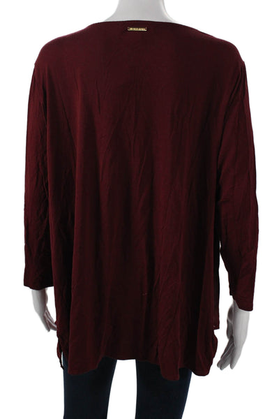 Michael Michael Kors Women Red V-Neck Tunic 3/4 Sleeve Pullover Size 1X