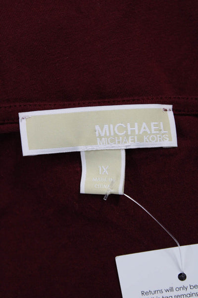 Michael Michael Kors Women Red V-Neck Tunic 3/4 Sleeve Pullover Size 1X