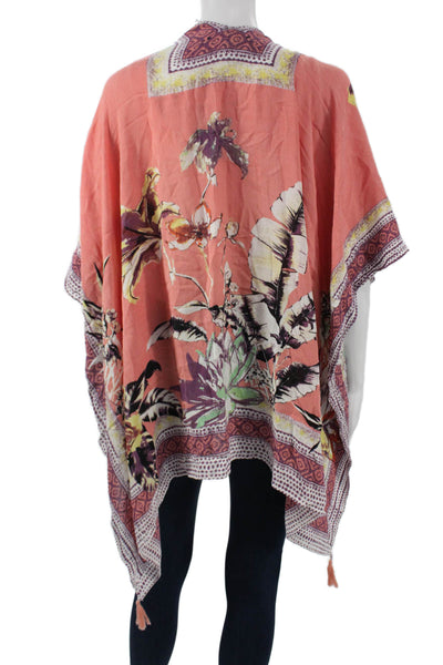Vince Camuto Women Kimono Cover Up Pink Floral Rayon Sleeveless Size One Size