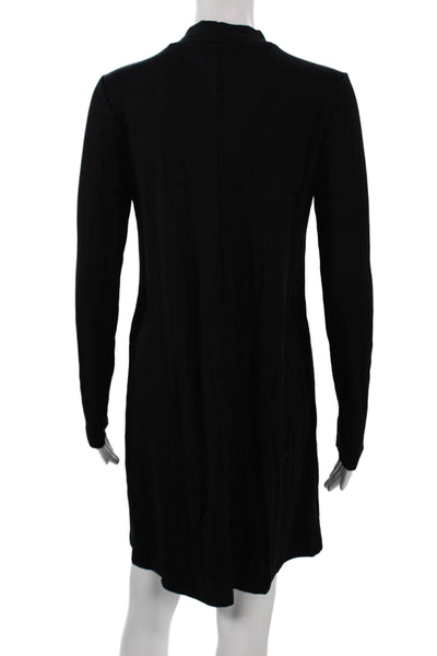 Adrienne Vittadini Womens Shift Dress Black Long Sleeve Mock Neck Size S